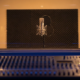 Recording booth with a condenser microphone used for Arabic voice-over and dubbing